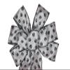 1 Pcs 10" Black Paw Prints on White Satin Ribbon Wired Wreath Bow Dog Pet