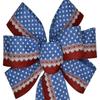 1 Pcs 10" Hand Made Patriotic Wired Wreath Bow Lace Linen Red White Blue July 4 view 1