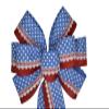 1 Pcs 10" Hand Made Patriotic Wired Wreath Bow Lace Linen Red White Blue July 4 view 2
