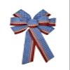 1 Pcs 10" Hand Made Patriotic Wired Wreath Bow Lace Linen Red White Blue July 4 view 3