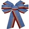 1 Pcs 10" Hand Made Patriotic Wired Wreath Bow Lace Linen Red White Blue July 4 view 4