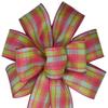 1 Pcs 10" Hand Made Pink Green Purple Plaid Spring Wired Wreath Bow Easter view 1