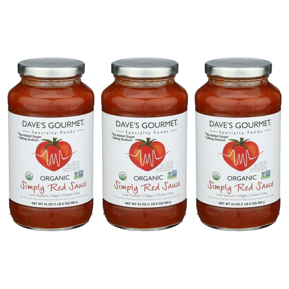 Dave's Gourmet Organic Simply Red Sauce - Non GMO, Vegan, Gluten Free Tomato Sauce