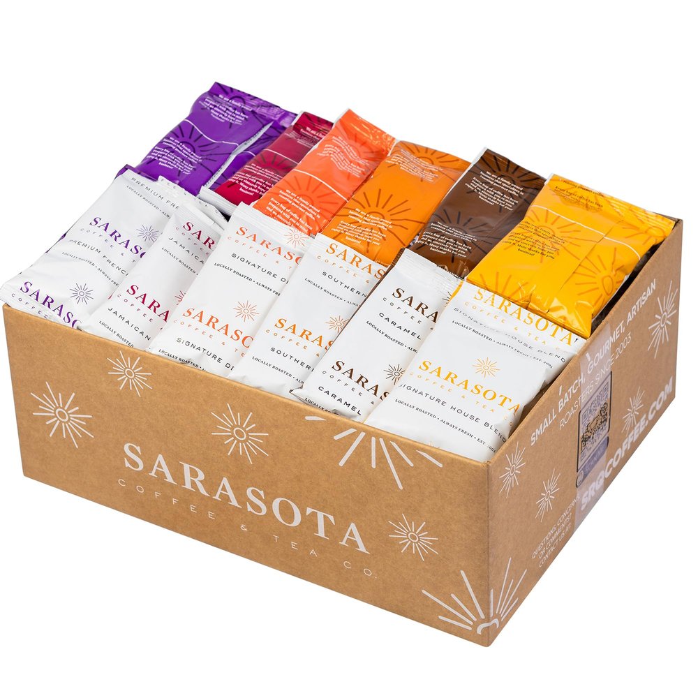 Coffee Packets Sampler Coffee Variety Pack Ground Coffee Gift Set, Medium Dark & Flavored Roast, Low Acid Gourmet Pre-Measured Packs for 12-Cup Brewers, 2oz Individual Bags