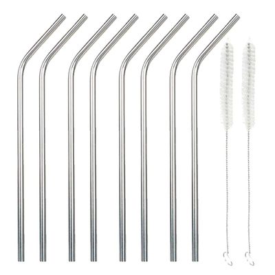 8 reusable stainless steel straws 21 cm