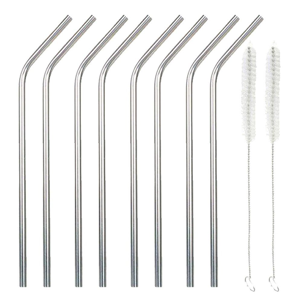 8 reusable stainless steel straws 21 cm
