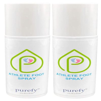 PUREFY Athlete Foot Spray for Skin (4oz, 2pk), Purefypro Dermal Technology, Natural Healing of Athlete Foot. Remove Odor. No Residue Clear Spray and Safe for Everyone