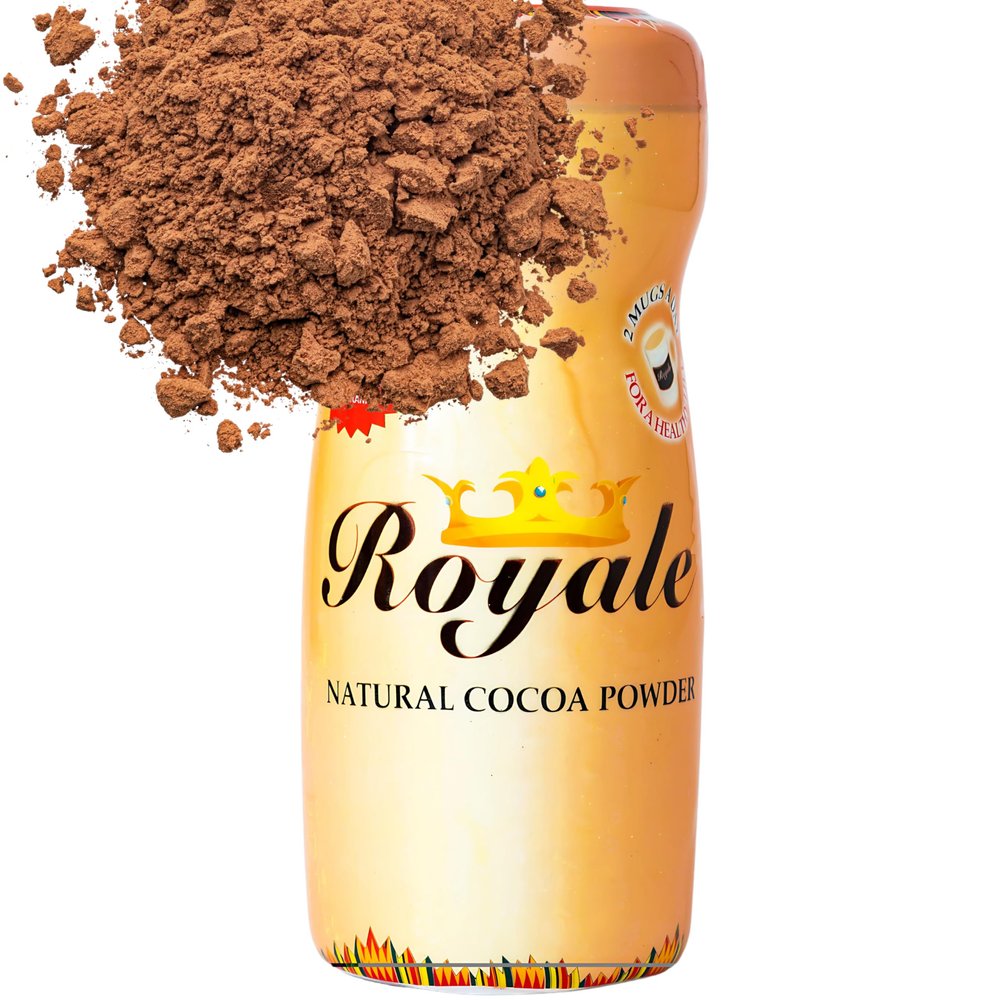 African Delights Royale Natural Cocoa Powder for Baking  Black, Dark, Ceremonial Cacao, Sugar Free, Raw Powder, High Flavanol Organic