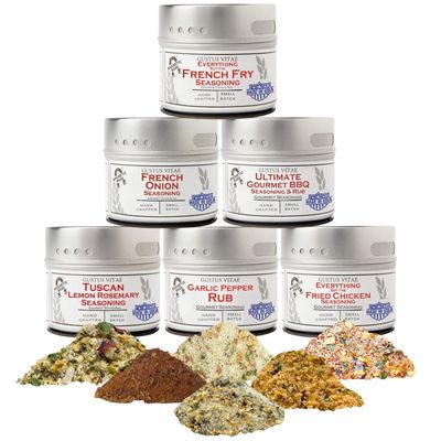 Air Fryer Kitchen Hero Seasoning Set | Authentic Small Batch Seasoning Mixes | 6 Gourmet All Natural Spice Blends Made For Air Frying | Hand Packed, Non GMO | Sustainably Sourced, Made in USA | GLP-1 Friendly | Artisanal Spice Blends, Marinades, and 