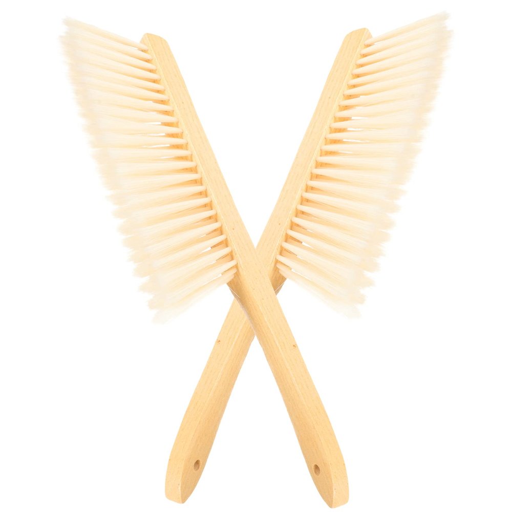 Angoily 2pcs Wood Handle Soft Bristle Cleaning Brush for Furniture Sofa Bed and Carpets Household Duster Tool for Cleaning