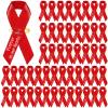 50 Pcs Classic Memorial Ribbon Bow with Safety Pins for Mourning, Remembrance Day & Funeral Event (Red) view 1