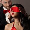 FRESHME Satin Eye Mask Sleeping - Adjustable Eye Shade Soft and Comfortable Satin Eye Blinder Cover for Women Men Night Travel Nap Meditation Valentine's Day Gift 160cm/63in Black and Red view 3
