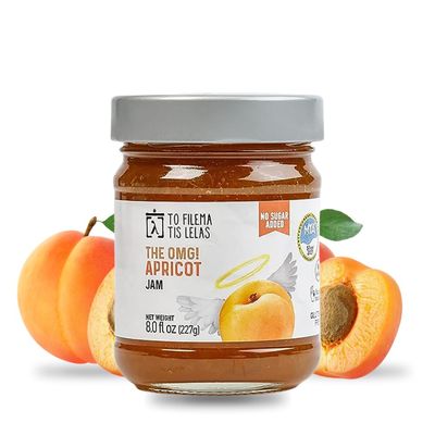 Apricot Jam - 8 Fl. oz - No Sugar Added Natural Sweetness Taste Made in Greece, No Preservatives, Gluten Free Apricot Jam Fruit Spread for Breakfast, Toasts