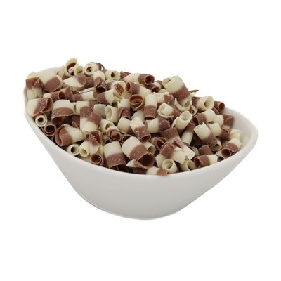 Striped Chocolate Curls Topping, OliveNation Milk & White Chocolate Curls, Real Chocolate Decorations, Topping & Garnish, Non-GMO, Gluten Free - 12 lb