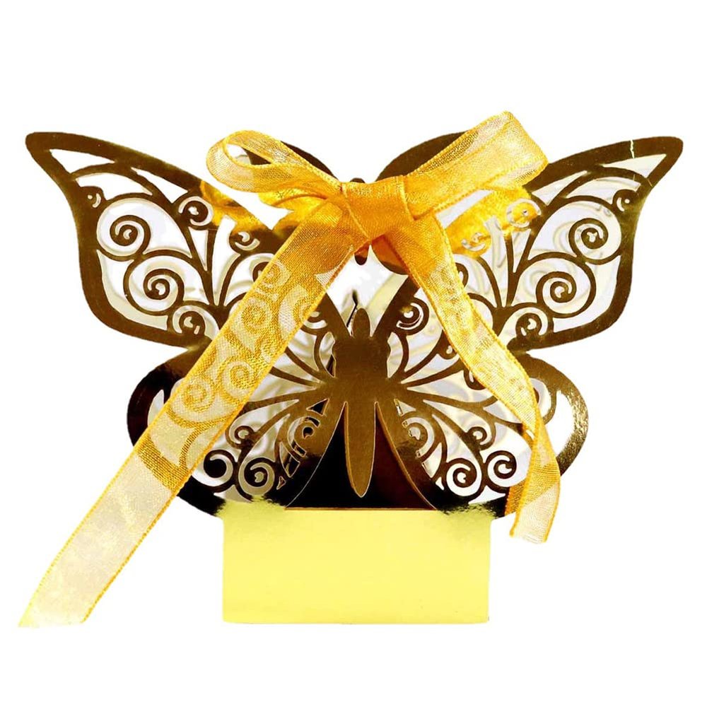 Wedding Favor Boxes for Guests, 3D Butterfly DIY Wedding Favors Candy Boxes with Ribbons, Hollow Butterfly Gift Wrapping Boxes for Wedding Bridal Shower Baby Shower Birthday Party, 50PCS