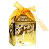 50 Pack Wedding Favor Boxes, Hollow Couple Pattern Wedding Party Favor Boxes with Ribbons, Small Paper Gift Boxes Lace Candy Boxes for Wedding Baby Shower Birthday Party, 2 x 2 x 3 Inch view 1
