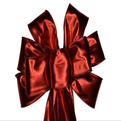 1 Pcs 10" Hand Made Wired Metallic Red Bow Valentine's Day Love Christmas