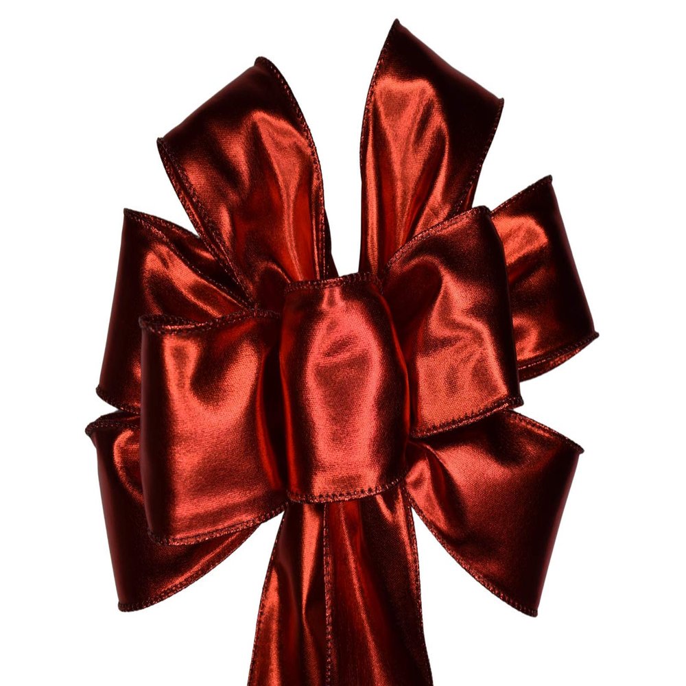 1 Pcs 10" Hand Made Wired Metallic Red Bow Valentine's Day Love Christmas