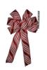1 Pcs 10" Hand Made Red White Glitter Swirl Wired Wreath Bow Christmas Holiday view 2