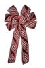 1 Pcs 10" Hand Made Red White Glitter Swirl Wired Wreath Bow Christmas Holiday view 3