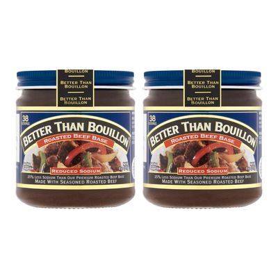 Better Than Bouillon All Natural Reduced Sodium Beef Base, Makes 9.5 Quarts of Broth, 38 Servings, Less Sodium & No Artificial Ingredients 8 Ounce (Pack of 2)