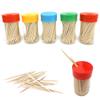 10 Pack Wooden Toothpicks Dispensers 150ct Oral Care Catering Party Bamboo Picks view 3