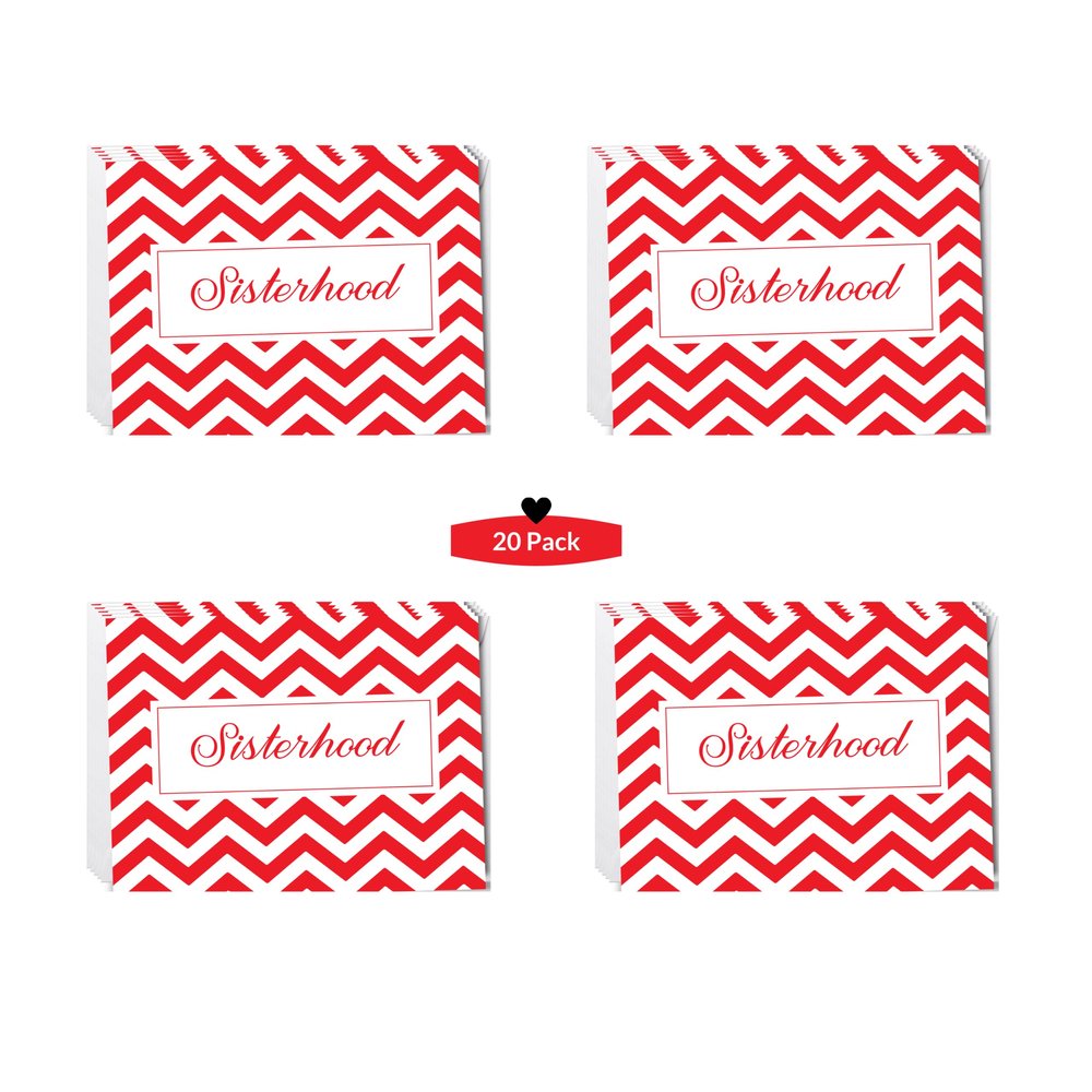 20 PC Red and White Sisterhood Notecards | Sorority Inspired | Blank Inside