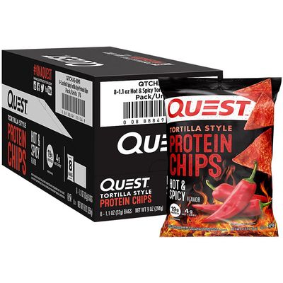 Tortilla Style Protein Chips - 19g Protein - Hot & Spicy (8 Bags)