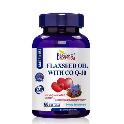 (3 Pack) Esmond Natural: Flaxseed Oil with CO Q-10 (Daily antioxidant and Cardiovascular System Support), GMP, Natural Product Assn Certified, Made in USA - 400mg, 180 Softgels