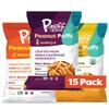Pnuff Crunch Peanut Butter Puffs - Healthy Snacks, Low Calorie Snacks, Gluten Free Snacks, Vegan Snack, High Protein, Keto, Office Snacks, as Seen on Shark Tank - Savory Variety, 4 Oz Bag (Pack of 15) view 1