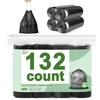 132 Count-Small Trash Bags, 4 Gallon Trash Bag Drawstring,Bathroom Garbage BagsTear-Free Garbage Bags Plastic Wastebasket Liners for Toilet Home Office and Bedroom(Black) view 1
