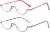 REAVEE 2 Pack Retro Designer Half Frame Reading Glasses for Women Men Spring Hinge Half Moon Readers Stylish Slim Eyeglasses with Pouch, Pink and Purple 3.25 view 1