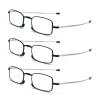 3 Pack Folding Reading Glasses with Keychain Compact Bags Women Men Blue Light Blocking Spring Hinge Portable Pocket Readers,Black 0.75 view 2