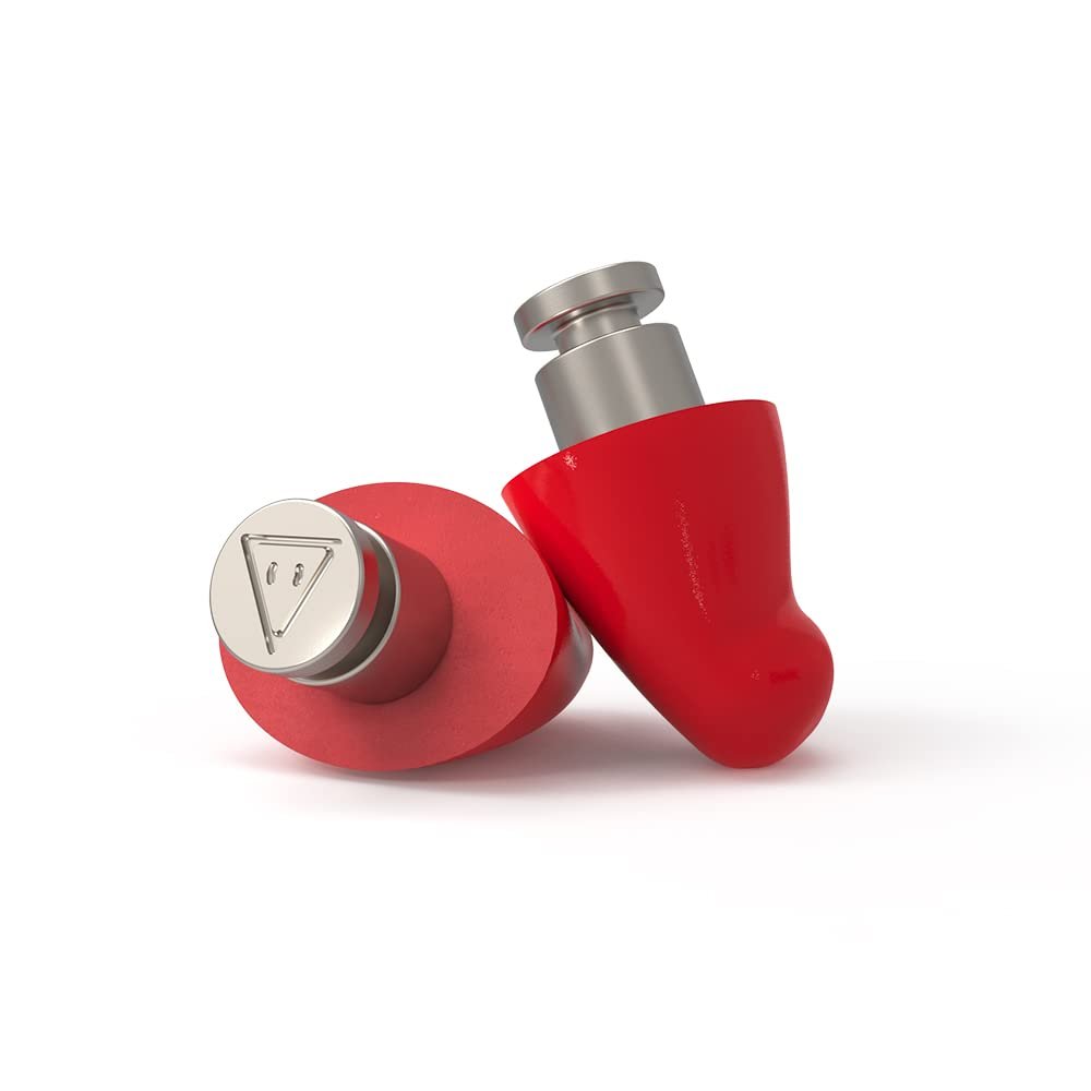 Flare Earshade Pro  Earplugs  Block Sound  Aerospace Titanium & Super Soft Memory Foam  Red