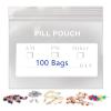 100 Packs Pill Bags BPA Free Pill Pouch 3 x 2.75'' Small Bag with Write-on Label Seal Waterproof Reusable Clear Ziplock Pill Pouches for Travel Medicine Organizer, Jewelry and Small Craft Pieces view 1