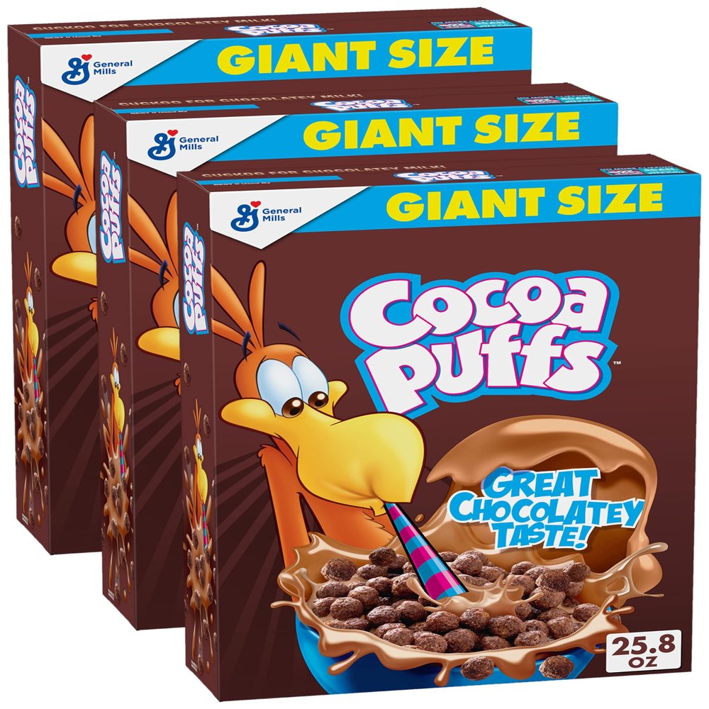 Cocoa Puffs, Chocolate Breakfast Cereal with Whole Grains, Giant Size, 25.8 oz (Pack of 3)