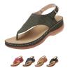 Women's Wellmesi Orthopedic Clip Toe Sandals with Arch Support,Dimleen Diabetic Wedge Buckle Anti-Slip Walking Flipflops (Green,7,Female) view 1