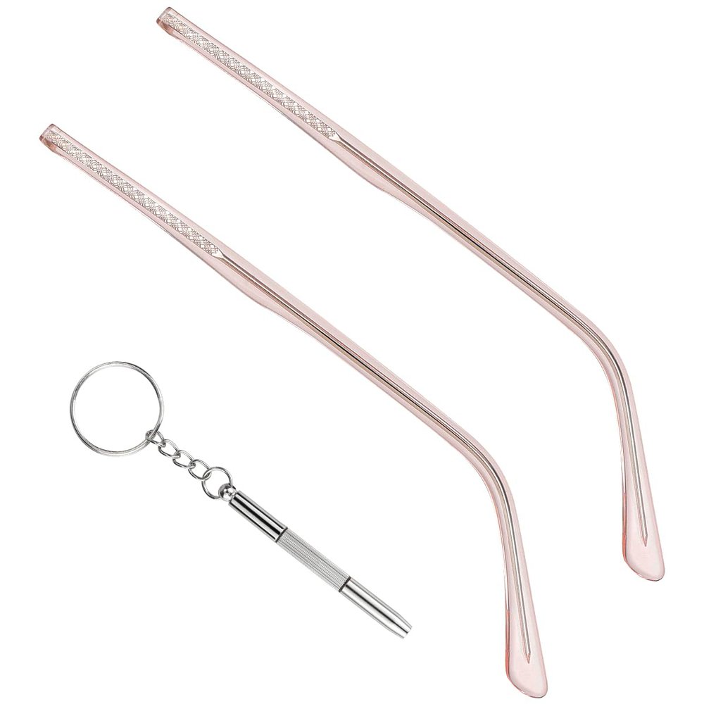 1 Pair Metal Glasses Replacement Arms and Multifunctional 3 in 1 Screwdriver Glasses Repair ToolsEyewear Frame Temple Replacement Accessories for Thin Metal Glasses, SunglassesRose Gold