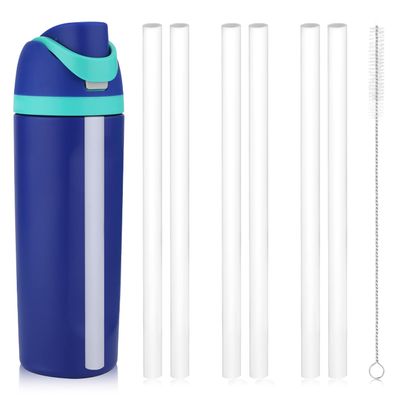 19 oz Replacement Straws for Owala FreeSip, 6PCS Reusable Plastic Straws with Cleaning Brush for Owala Flip Insulated Stainless Steel Water Bottle 19oz Tumbler Accessories Parts (White)