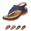 Women's Wellmesi Orthopedic Clip Toe Sandals with Arch Support,Dimleen Diabetic Wedge Buckle Anti-Slip Walking Flipflops (Blue,7,Female) view 1