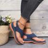 Women's Wellmesi Orthopedic Clip Toe Sandals with Arch Support,Dimleen Diabetic Wedge Buckle Anti-Slip Walking Flipflops (Blue,7,Female) view 2