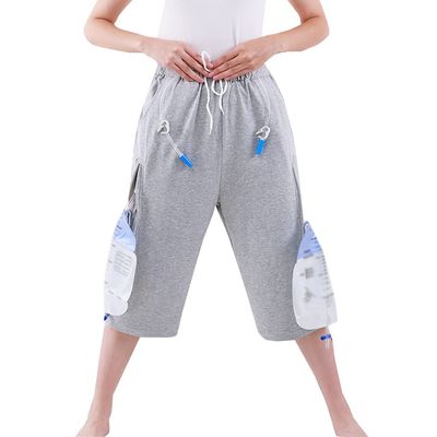 Incontinence Care Trousers Double Pocket Care Clothes for Incontinent People to Go to The Toilet (Color : Gray, Size : Large)