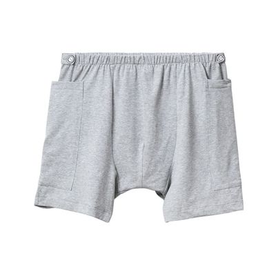 Incontinence Care Shorts Urinate Drainage Bag Underwear with Double Pocket for Daytime Outdoor Activity (Color : Gray, Size : Large)