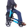 4-Wheel Rollator Walker with Seat,Lightweight Folding Aluminum Alloy Folding Rollator Walkers with 8" Wheels, Adjustable Seat and Arms, Supports Up to 350 Lbs, Blue view 3