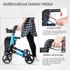 4-Wheel Rollator Walker with Seat,Lightweight Folding Aluminum Alloy Folding Rollator Walkers with 8" Wheels, Adjustable Seat and Arms, Supports Up to 350 Lbs, Blue view 4