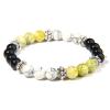 Men's Beaded Bracelet Black Obsidian Hematite Stone Bracelets for Women Jewelry,Yellow Howlite,19cm view 1
