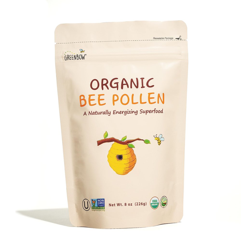 Greenbow Organic Bee Pollen - 100% USDA Certified Organic, Non-GMO, Halal, Kosher Certified, Pure & Natural Bee Pollen - Superfood Packed with Proteins, Vitamins & Minerals - Gluten Free - 8oz