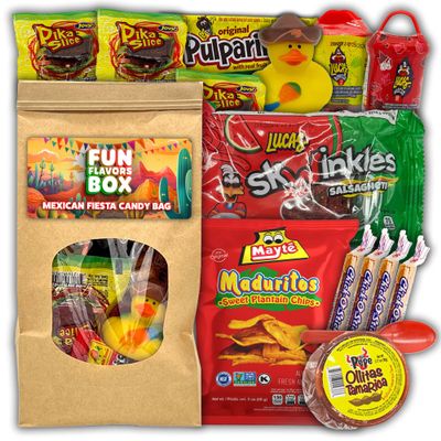 Fun Flavors Box Cinco de Mayo Mexican Candy 28 Count Fiesta Gift Bag with Surprise Rubber Duck