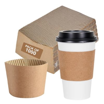 Pantryware Coffee Sleeves for 10-20oz Cups - Case Pack of 1000 CT, Natural Kraft Brown. Pack of 1000 Count