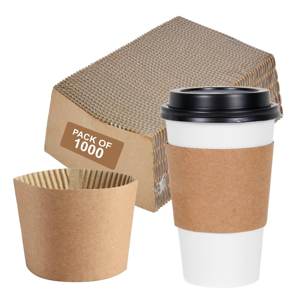 Pantryware Coffee Sleeves for 10-20oz Cups - Case Pack of 1000 CT, Natural Kraft Brown. Pack of 1000 Count